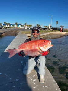 Reeling in red snapper action.